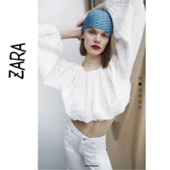 ZARA パフブラウス レース刺繍 クロップド