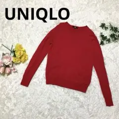 美品✨UNIQLO ウール100％ 赤ニット L クルーネック シンプル
