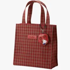 familiar チェック柄 トートバッグ　赤系　小