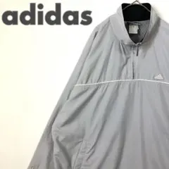 1946 90s アディダス　スウェット　ハーフジップ　ロゴ　ゆるだぼ　グレー