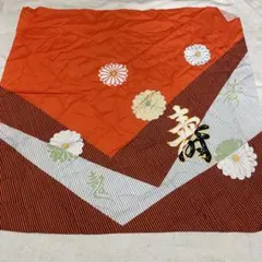 風呂敷 花柄 オレンジ　古布