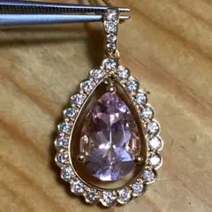 大粒３ct✨優しいピンク✨モルガナイト✨ダイヤ✨ゴールドネックレス✨簡易鑑別