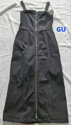 GU　デニム　フロントジップワンピース　ブラック　S　新品未使用