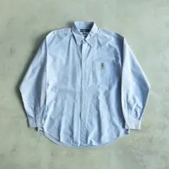 90s ラルフローレン BLAIRE ポロベアー無地長袖シャツ L ヴィンテージ