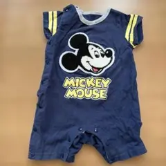 ミッキーマウス　刺繍　ロンパース ネイビー 70