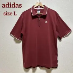 adidas アディダス　ハーフジップポロシャツ　えんじ色系　Lのサムネイル