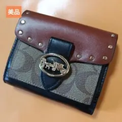 COACH 二つ折り財布 ブラウン/ブラック