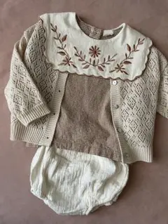 美品★monbebe 3点セット！　カーディガン、長袖シャツ、ブルマ　1〜2y