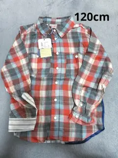 【新品タグ付き】チェック柄長袖シャツ　長袖シャツ　　　　　　120cm