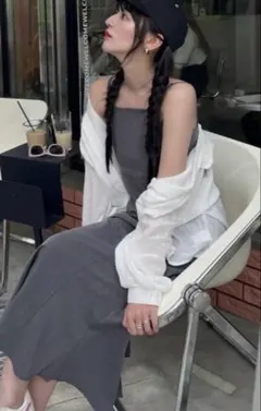 GRL マーメイドキャミワンピース　ai16 グレー S