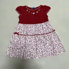 ファミリア　90cm 半袖ワンピース　女の子　刺繍　赤　ミキハウス　女の子