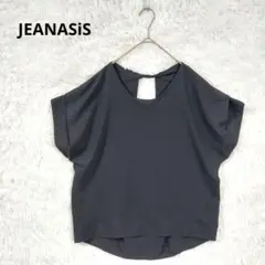 美品★ジーナシス　JEANASiS　バックタックVネックブラウス　ブラック