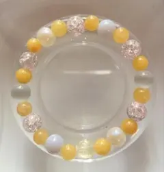 イエロー系ラウンドビーズブレスレット(色つけシトリン8mm)他10mm