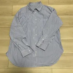 GU ブルー・ストライプ 長袖シャツ L