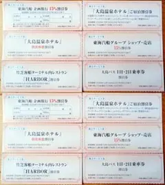 東海汽船株主優待券 株主サービス券2組12枚(各種2枚ずつ)