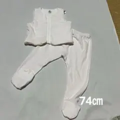 【新品未使用】プチバトー　ベスト　足つきミラレセットアップ　74㎝