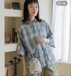 細コードショルダー巾着バッグN