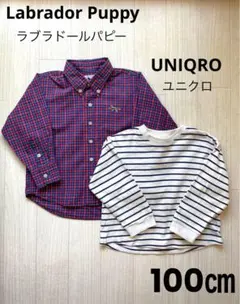 ユニクロ ラブラドールパピー 長袖 ボーダー カットソー 秋服 綿100匿名配送