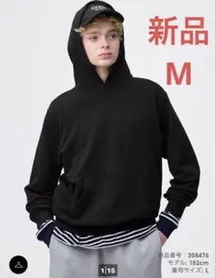 GU スウェットパーカ　スウェット　パーカ　ポケット　ブラック　黒　M