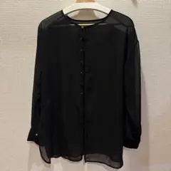 JEANASISシースルーブラック長袖シャツ