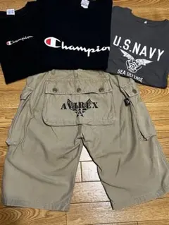 4点セットチャンピオンUSA製/ U.S.NAVY/ AVIREX ハーフカーゴ