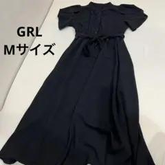GRL ワンピース Mサイズ ブラック リボン付き 半袖