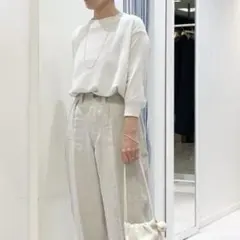 24SS 美品 ギャルリーヴィー コットン クルーネックプルオーバー ニット 白