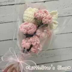 枯れない花束【完成品】チューリップと薔薇のピンク系ブーケ♡毛糸のお花♡プレゼント