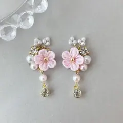 no.178 ピンク　はんなりビジュー ピアス　イヤリング　卒業式　袴　着物