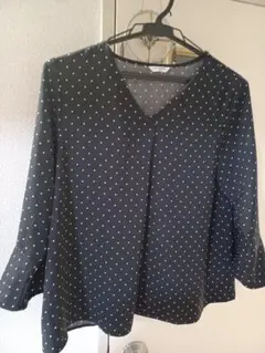 GLACIER ドット柄 7分袖ブラウス/チュニック
