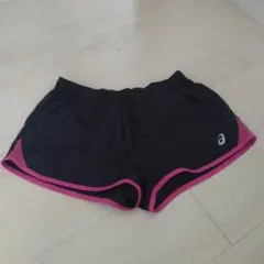 ASICS ランニングショーツ Mサイズ ブラック/ピンク