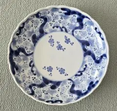 【美品✨】美濃焼 藍三昧 23cm 大皿 染付 輪花皿 和食器