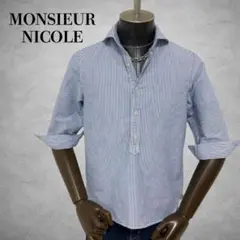 MONSIEUR NICOLE 七分袖プルオーバーシャツ　ストライプ柄シャツのサムネイル