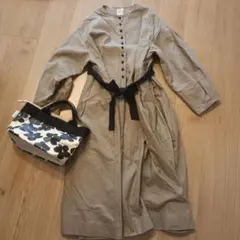 Samansa Mos2 ロングシャツワンピース ベージュ バッグセット