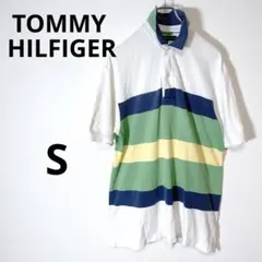 トミーヒルフィガー　トップス　メンズ　太ボーダー　ポロシャツ　カジュアル　S