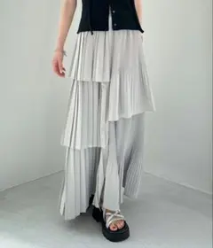 プリーツティアードスカート ZOZOTOWN archives シルバーグレー
