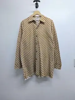 ヴィンテージ レトロ古着 幾何学模様 総柄シャツ 半袖 オフ白系 万華鏡 VINTAGE - ヴィンテージ レトロ古着 幾何学模様 総柄シャツ 半袖 オフ