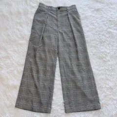 ZARA ザラ グレンチェック柄 ワイドパンツ ウエストゴム グレー Sサイズ