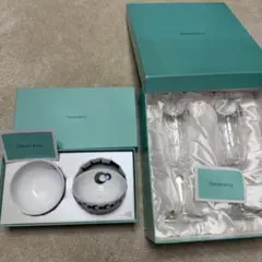 新品箱ありTiffany コブルストーン プラタープレート＆タンブラーペアセット 新品箱ありTiffany コブルストーン プラタープレート＆タンブラーペア