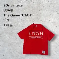 90s USA製The Game UTAH 大判プリントカレッジTシャツ L相当