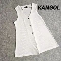 【KANGOL】カンゴール ロング丈薄手リブベスト ホワイト 無地シンプル