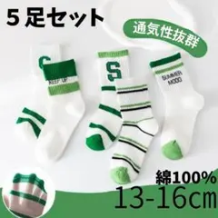 【5足セット】 キッズ靴下 男の子 13-16cm 綿100％ 通気性 春夏用