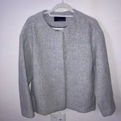 グリーンレーベルリラクシング　アッシュクウールノーカラーコート　ショート　S