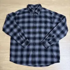 868 UNIQLO ブラック系チェック ネルシャツ L