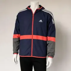 新品 adidas✨ ウィンドブレーカー メンズS ネイビー フード付