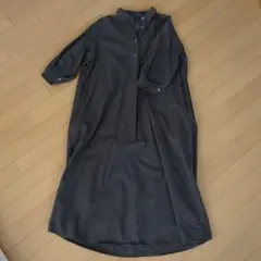 無印良品ブロード七分袖ワンピース婦人Ｍ・ダークグレー