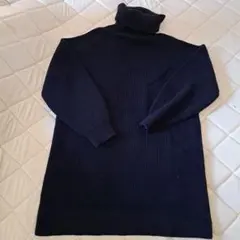 新品、UNIQLOニットミニワンピースネイビーLサイズ