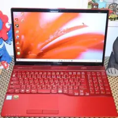 人気の赤！Win11公式対応i7/メ16/SSD/BD/無線/カメラ/TypeC