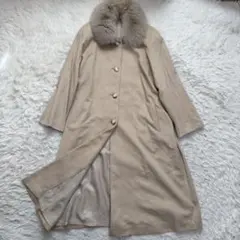極美品XLサイズ相当　カシミヤ100% ロングコート　ファーコート　2way