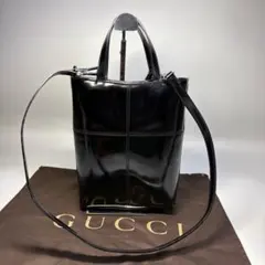 GUCCI 漆皮 ハンドバッグ 黒 ほぼ未使用 20年保管 手柄に経年劣化